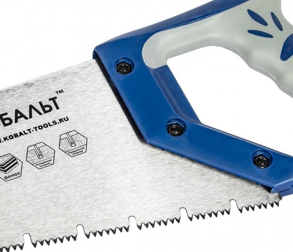 Ножовка по дереву Кобальт 248-825 450 мм, зак. зуб, 3d-заточка, двухк. рукоятка. - изображение 2