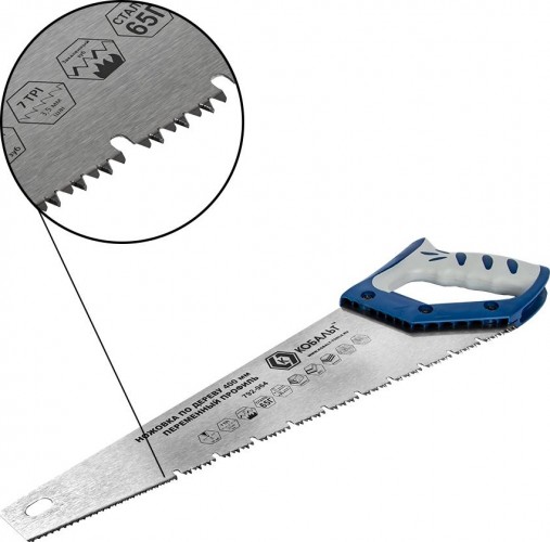 Ножовка по дереву Кобальт 792-964 400 мм, шаг 3,5 мм/ 7 tpi, закаленный зуб, 3d-зато - изображение 3