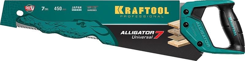 Ножовка по дереву KRAFTOOL "Alligator 7" универсальная 450 мм, 7 tpi 3d зуб, 15004-45_z01 - изображение 2
