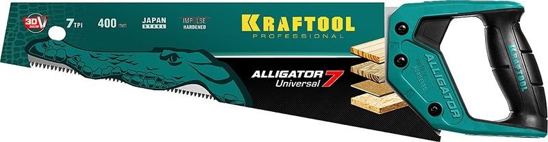 Ножовка по дереву KRAFTOOL "Alligator 7" универсальная 400 мм, 7 tpi 3d зуб, 15004-40_z01 - изображение 2
