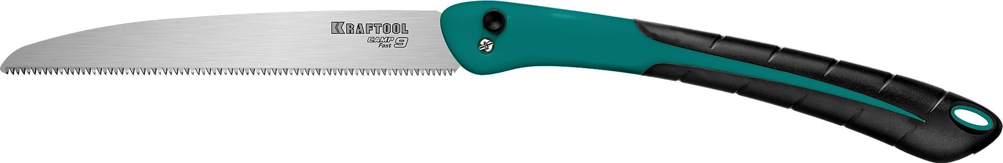 Ножовка по дереву KRAFTOOL CAMP Fast 9 для быстрого реза сырой древесины, 250 мм 15218