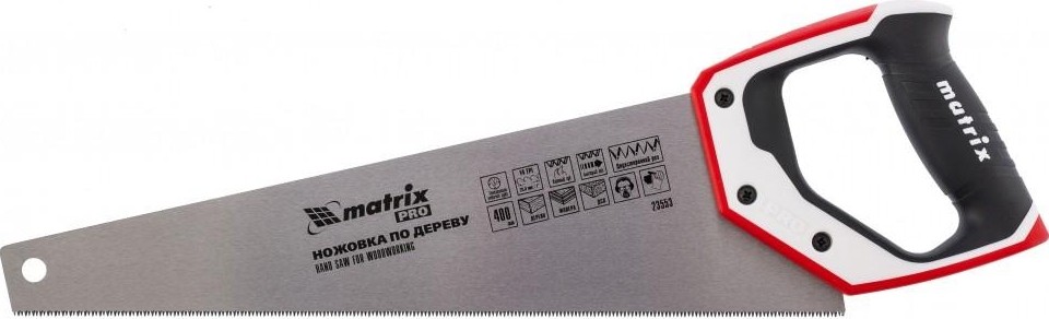Ножовка по дереву MATRIX 400 мм ,7-8 tpi,зуб-3d,каленый зуб,тефл.покр.полотна,2- 23553
