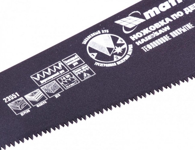 Ножовка по дереву MATRIX 500 мм ,7-8 tpi,зуб-3d,каленый зуб,тефл.покр.полотна,2- 23551 - изображение 3
