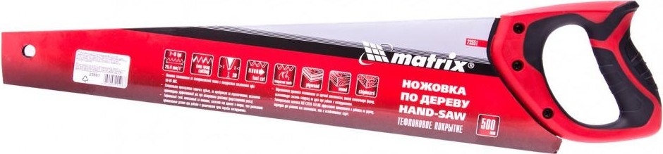 Ножовка по дереву MATRIX 500 мм ,7-8 tpi,зуб-3d,каленый зуб,тефл.покр.полотна,2- 23551 - изображение 4
