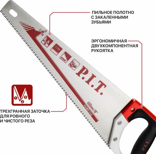 Ножовка по дереву P.I.T. HHSW03-0450 CONTROL 450 мм - изображение 3