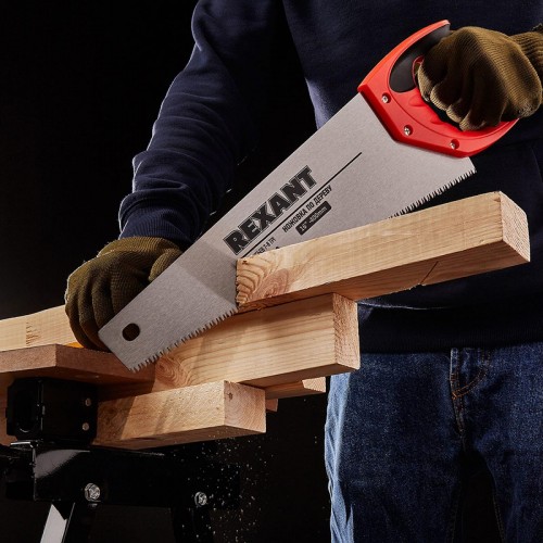 Ножовка по дереву REXANT Зубец 350 мм 7-8 tpi, каленый зуб 2d, двухкомпонентная рукоятка 12-8212 - изображение 3