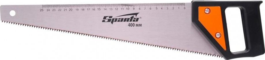 Ножовка по дереву Sparta 400 мм 5-6 tpi каленый зуб линейка, пластиковая рукоятка 232305 232305