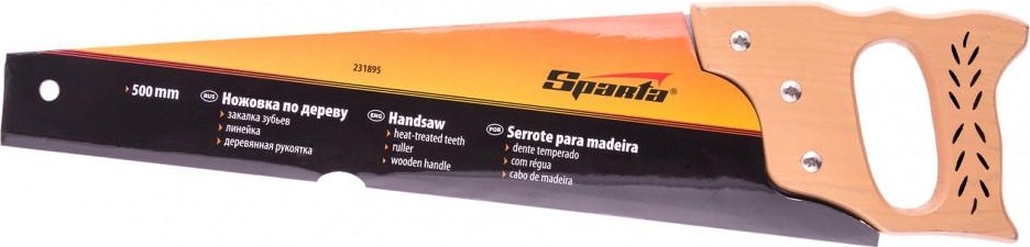 Ножовка по дереву Sparta 500 мм 7-8 трi, каленый зуб линейка, деревянная рукоятка 231895 231895 - изображение 4