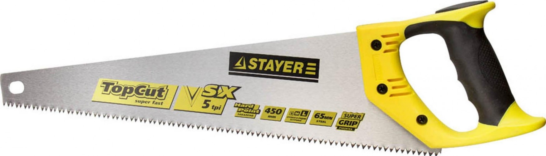 Ножовка по дереву STAYER Cobra 5 (пила) 450 мм, 5 tpi, прямой крупный зуб, быстрый  1506-45_z02
