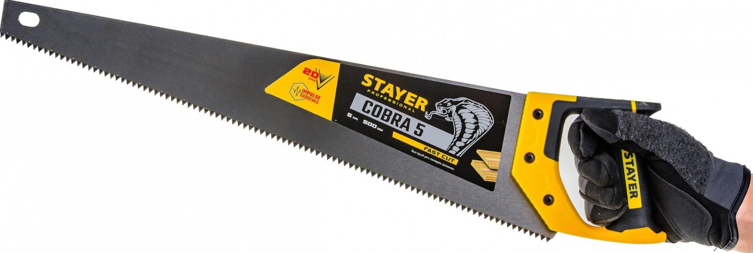 Ножовка по дереву STAYER Cobra 5 (пила) 500 мм, 5 tpi, прямой крупный зуб, быстрый  1506-50_z02 - изображение 2
