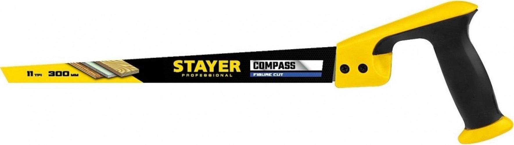 Ножовка по дереву STAYER Cobra COMPASS выкружная (пила) 300 мм, 11 tpi, с заточенным остр 2-15087_z02