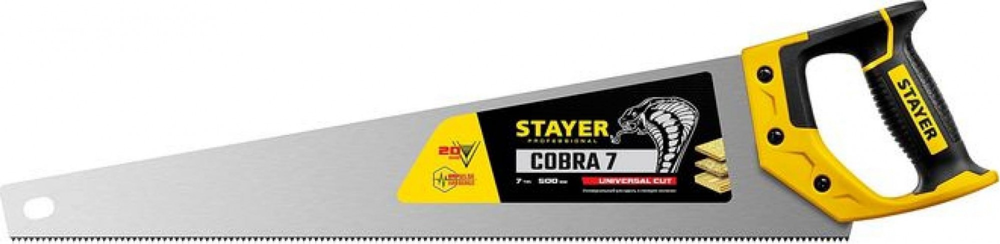 Ножовка по дереву STAYER Cobra 7 универсальная (пила) 500 мм, 7 tpi, универс. зуб,  1510-50_z02