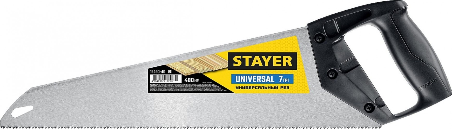 Ножовка по дереву STAYER Universal универсальная (пила) 7tpi, закаленный зуб, рез вдо 15050-40_z03