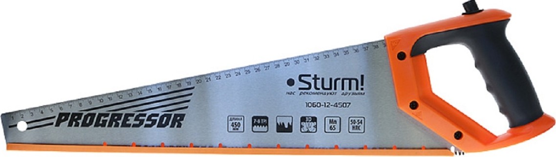 Ножовка по дереву Sturm 1060-12-4507 с карандашом 450мм, 3d зуб для влажн. дер.