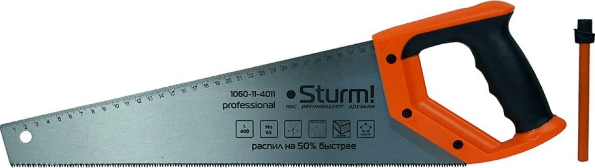 Ножовка по дереву Sturm 1060-11-4011 с карандашом, 400мм, каленый 3d зуб