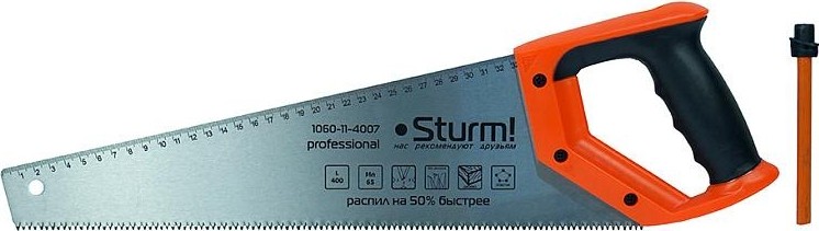 Ножовка по дереву Sturm 1060-11-4007 с карандашом, 400мм, каленый 3d зуб