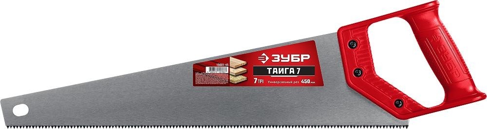 Ножовка по дереву ЗУБР ТАЙГА-7 450мм,7TPI, закаленный зуб 15081-45