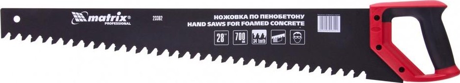 Ножовка по пенобетону MATRIX 700 мм , защ.покр., твердосплавные напайки на зубья 23382