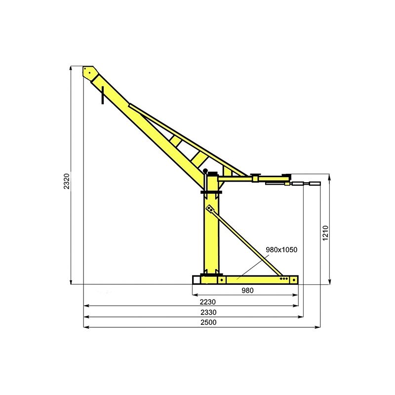 Мини-кран строительный с поворотной стрелой с лебёдкой OCALIFT TSA 200кг 60м - изображение 2