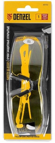 Очки защитные Denzel 89 192 открытые, поликарбонатные, желтая линза, 2х комп.д 89192