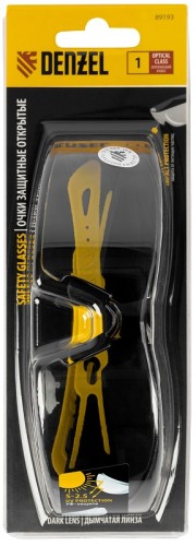 Очки защитные Denzel 89 193 открытые, поликарбонатные, дымчатая линза, 2х комп 89193