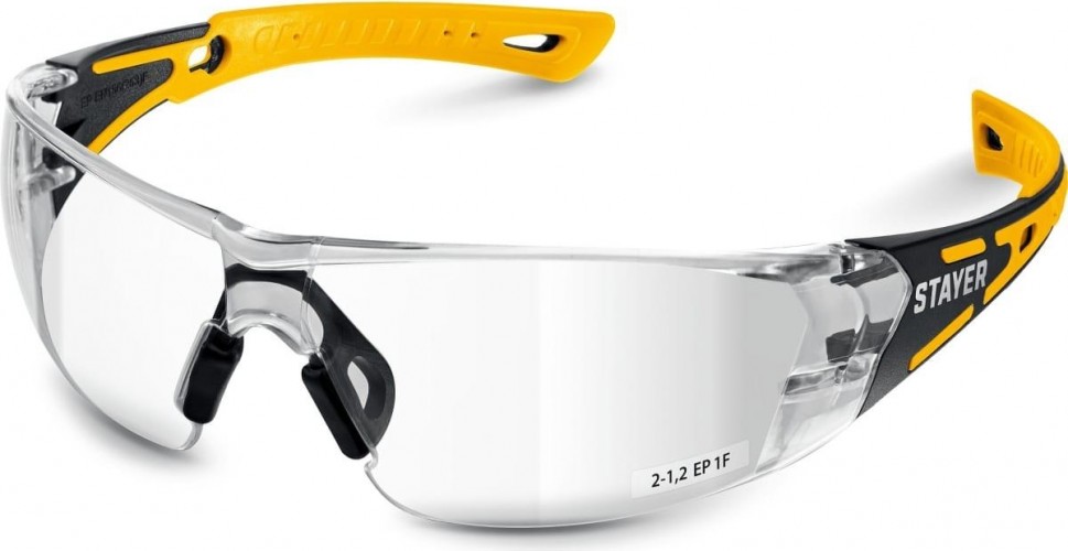 Очки защитные STAYER 110490 MX-9 прозрачные, двухкомпонентные дужки, открытого