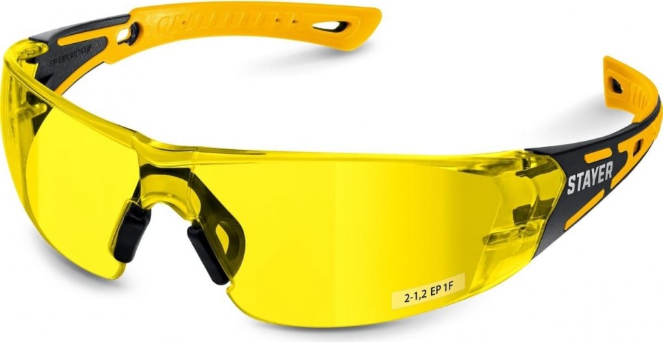 Очки защитные STAYER 110491 MX-9 желтые, двухкомпонентные дужки, открытого тип