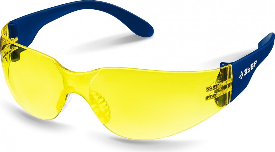 Очки защитные ЗУБР БАРЬЕР желтые, линза устойчивая к царапинам и запотеванию 110488