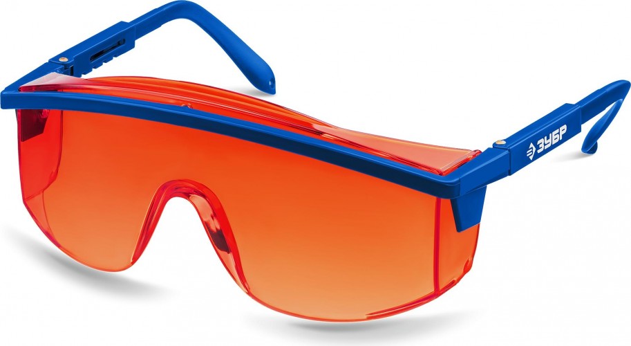 Очки защитные ЗУБР ПРОТОН красные, линза увеличенного размера 110483