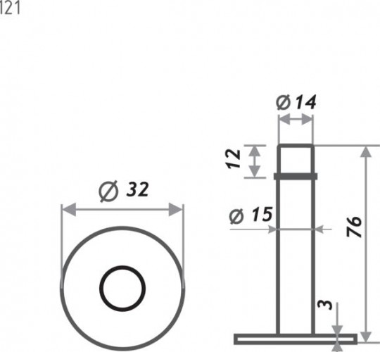 Ограничительный стопор НОРА-М 121 настенный "Черный" 18554 - изображение 3