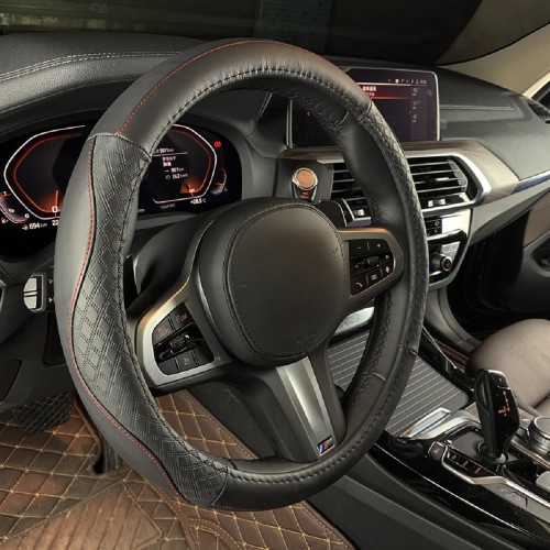 Оплетка на руль ARNEZI A0501029 (M 38 см нат. кожа) черная с тиснением - изображение 3