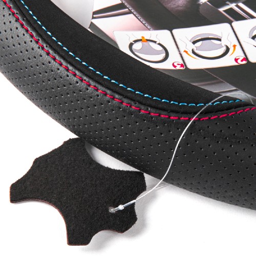 Оплетка на руль ARNEZI A0501036 (M 38 см, иск. кожа PU) черная с перфорацией - изображение 2