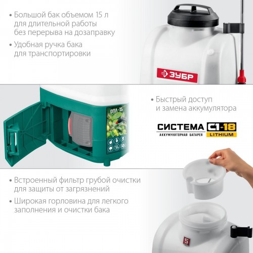 Опрыскиватель аккумуляторный ЗУБР ОПЛ-15 без АКБ и ЗУ - изображение 5