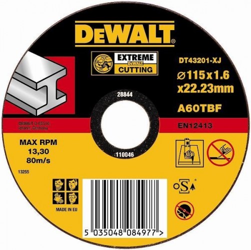 Отрезной круг по металлу DeWALT 115х1.6x22.2 мм Extreme DT43201-XJ DT43201-XJ