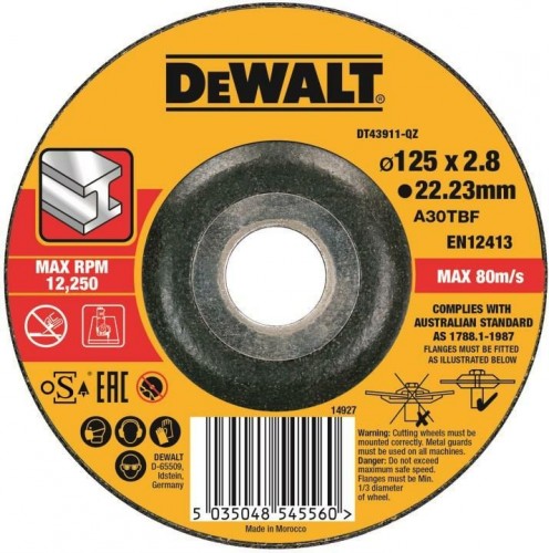 Отрезной круг по металлу DeWALT 125х3.0x22.2 мм DT43911-XJ DT43911-QZ