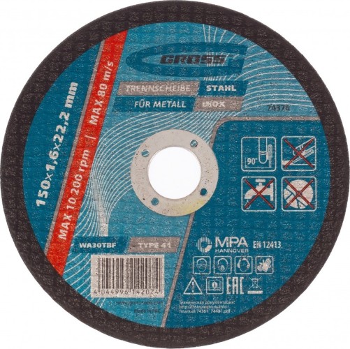 Отрезной круг по металлу GROSS 74376 150х1,6х22,2 мм