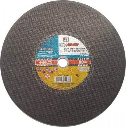 Отрезной круг по металлу ЛУГА 400х3,5х25,4 мм A 24 S BF (14А БУ) 80 D11004002530010