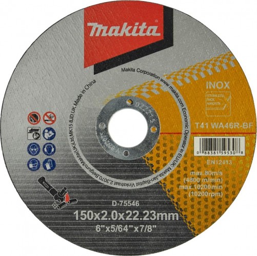 Отрезной круг по металлу MAKITA 150х2,0х22,2 мм WA46R D-75546