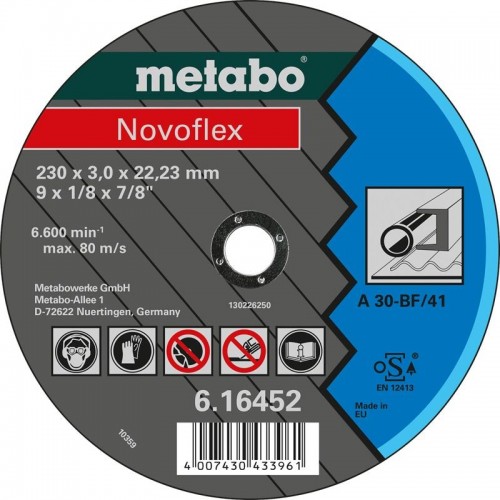 Отрезной круг по металлу METABO 230x3,0x22,23 мм A30 вогнутый Novoflex 616477000