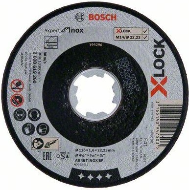 Отрезной круг по нержавеющей стали X-LOCK BOSCH 115х1,6х22 мм AS46T INOX-BF Expert for Inox 2608619260