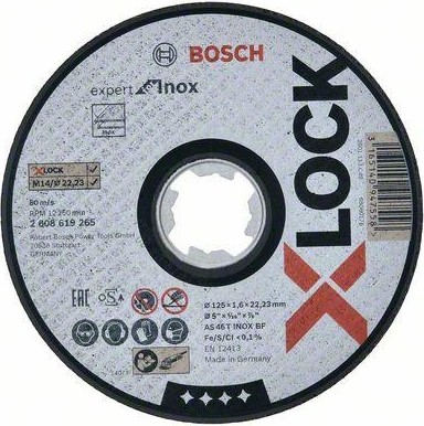Отрезной круг по нержавеющей стали X-LOCK BOSCH 125х1,6х22 мм AS46TINOX-BF Expert for Inox 2608619265
