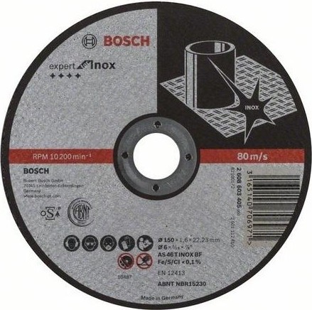 Отрезной круг по нержавеющей стали BOSCH 150х1,6х22 мм AS46TINOX-BF Expert for Inox 2608603405