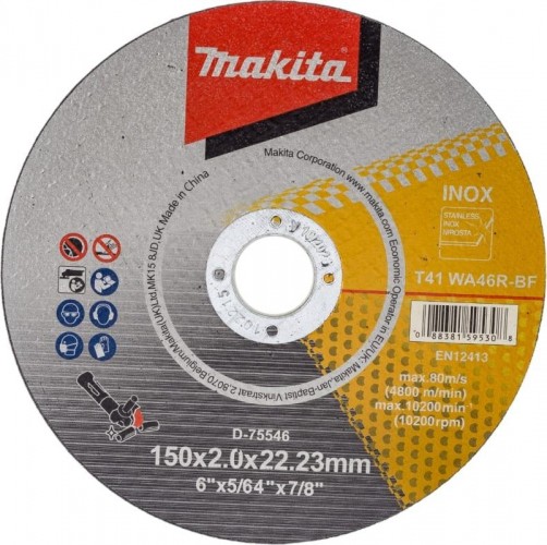 Отрезной круг по нержавеющей стали MAKITA 125х1х22,23 мм WA46R D-75530