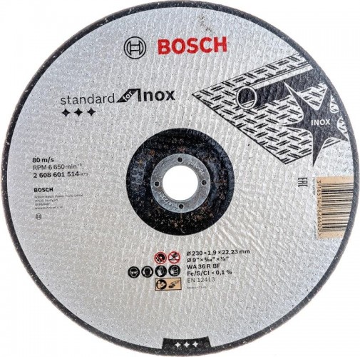 Отрезной круг по нержавеющей стали BOSCH 230х1,9х22.2 мм WA36R-BF Standard for Inox 2608601514