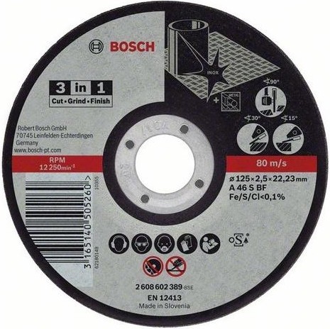 Отрезной круг по нержавеющей стали BOSCH 125х2,5х22 мм AS46TINOX-BF Expert for Inox 2608602389