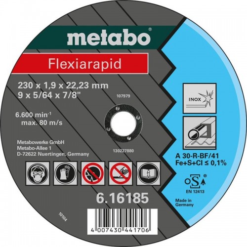 Отрезной круг по нержавеющей стали METABO 125x1,6x22,23 мм A46R Flexiarapid 616182000