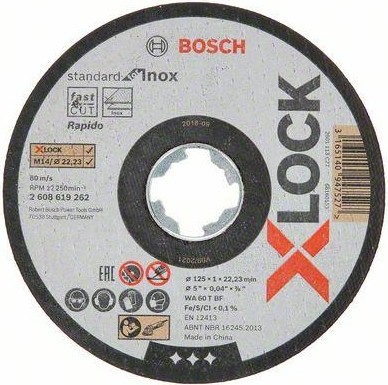 Отрезной круг по нержавеющей стали X-LOCK BOSCH 125х1,0х22 мм WA60T-BF Standard for Inox 2608619262