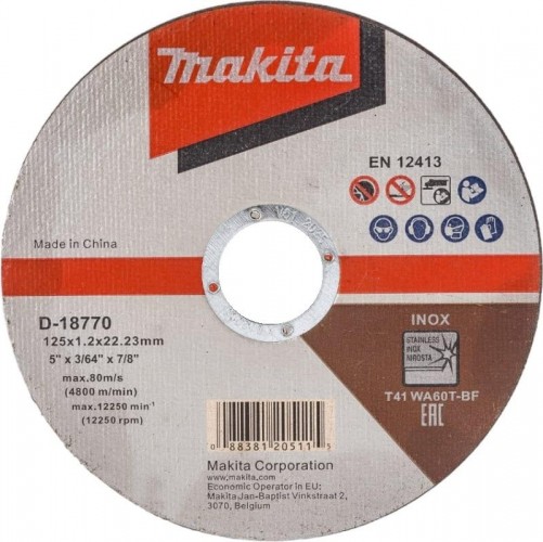 Отрезной круг по нержавеющей стали MAKITA 125х1,2х22,23 мм WA60T D-18770 D-18770