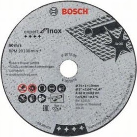 Отрезной круг по нержавеющей стали BOSCH 76х1,0х10 мм A 60 R INOX BF (5шт.) Expert for Inox 2608601520