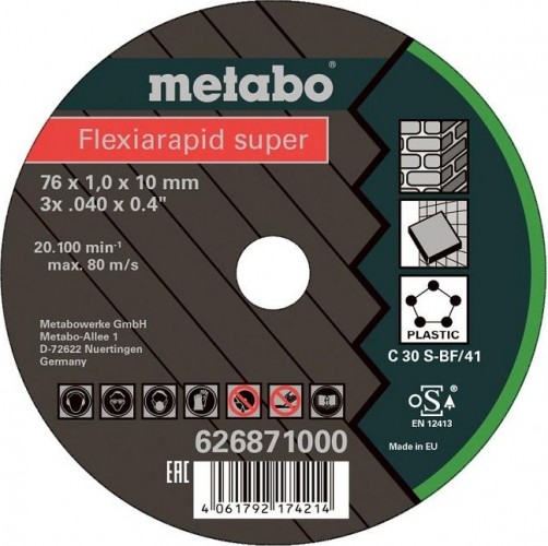Отрезной круг универсальный METABO  76x1,0x10,00 мм С30-S-BF 41 (5шт.) FLEXIARAPID  626871000